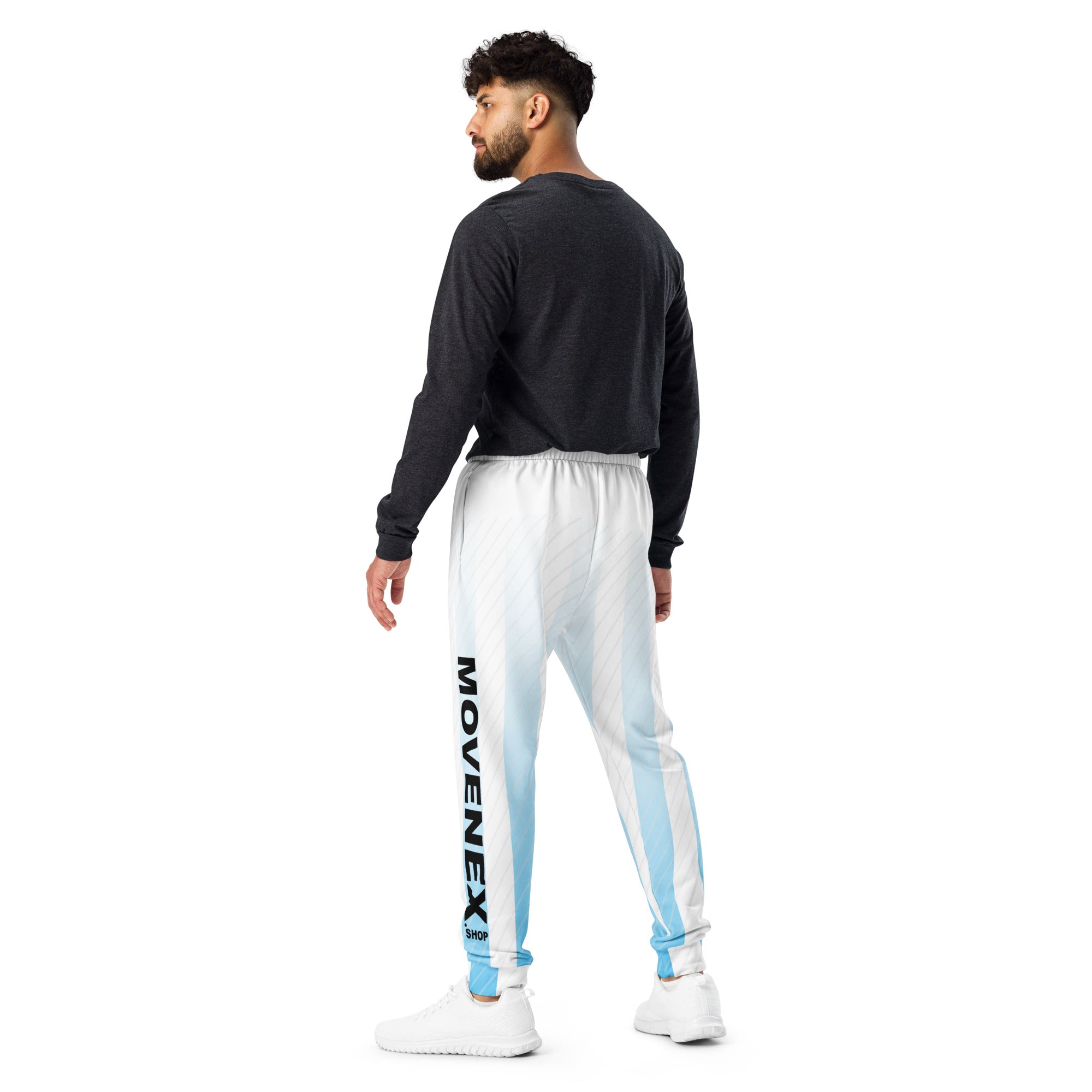 Pantalon de Jogging Movenex couleur rayées blanc et bleu - Movenex