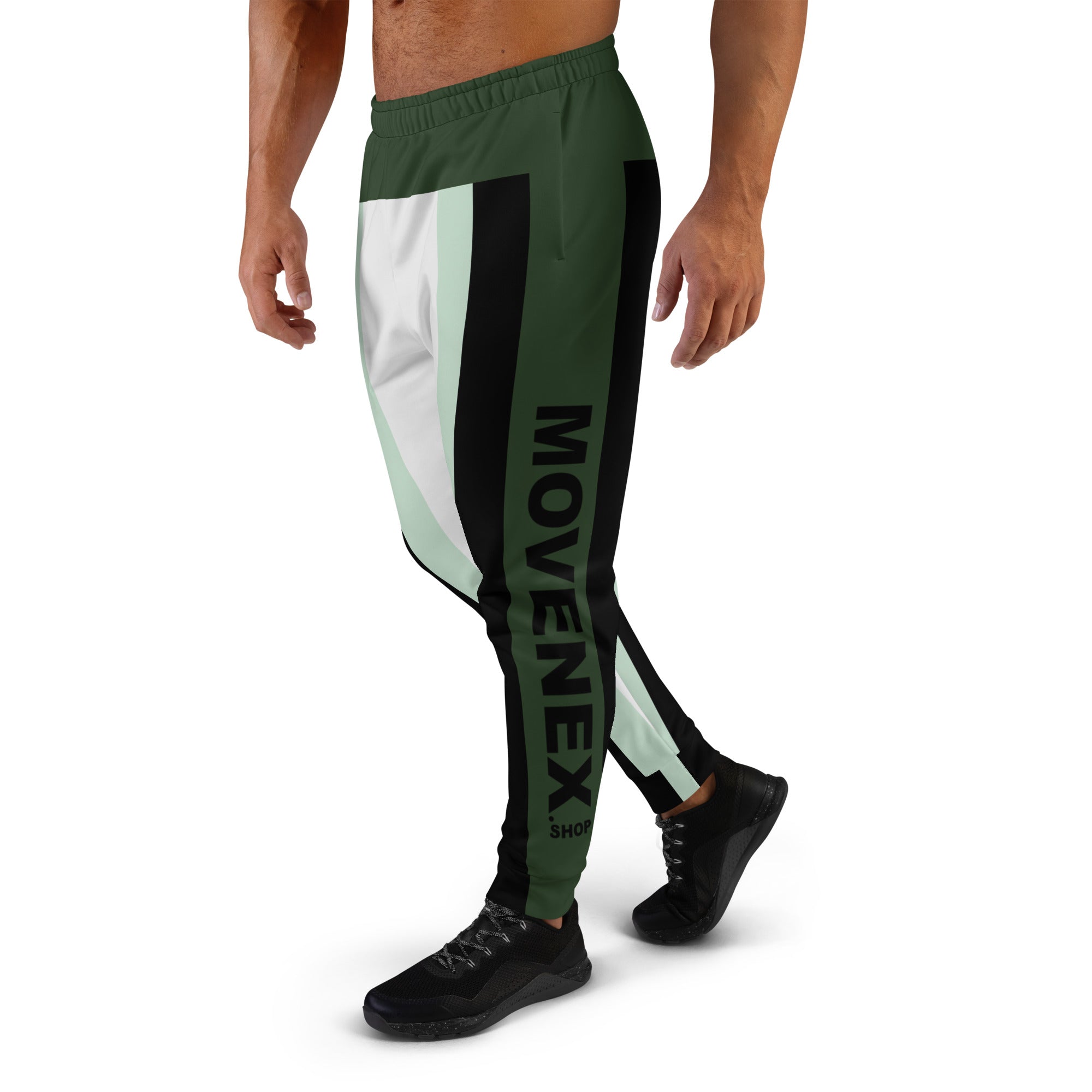 Pantalon de Jogging Movenex couleur rayées gris, vert et noir - Movenex