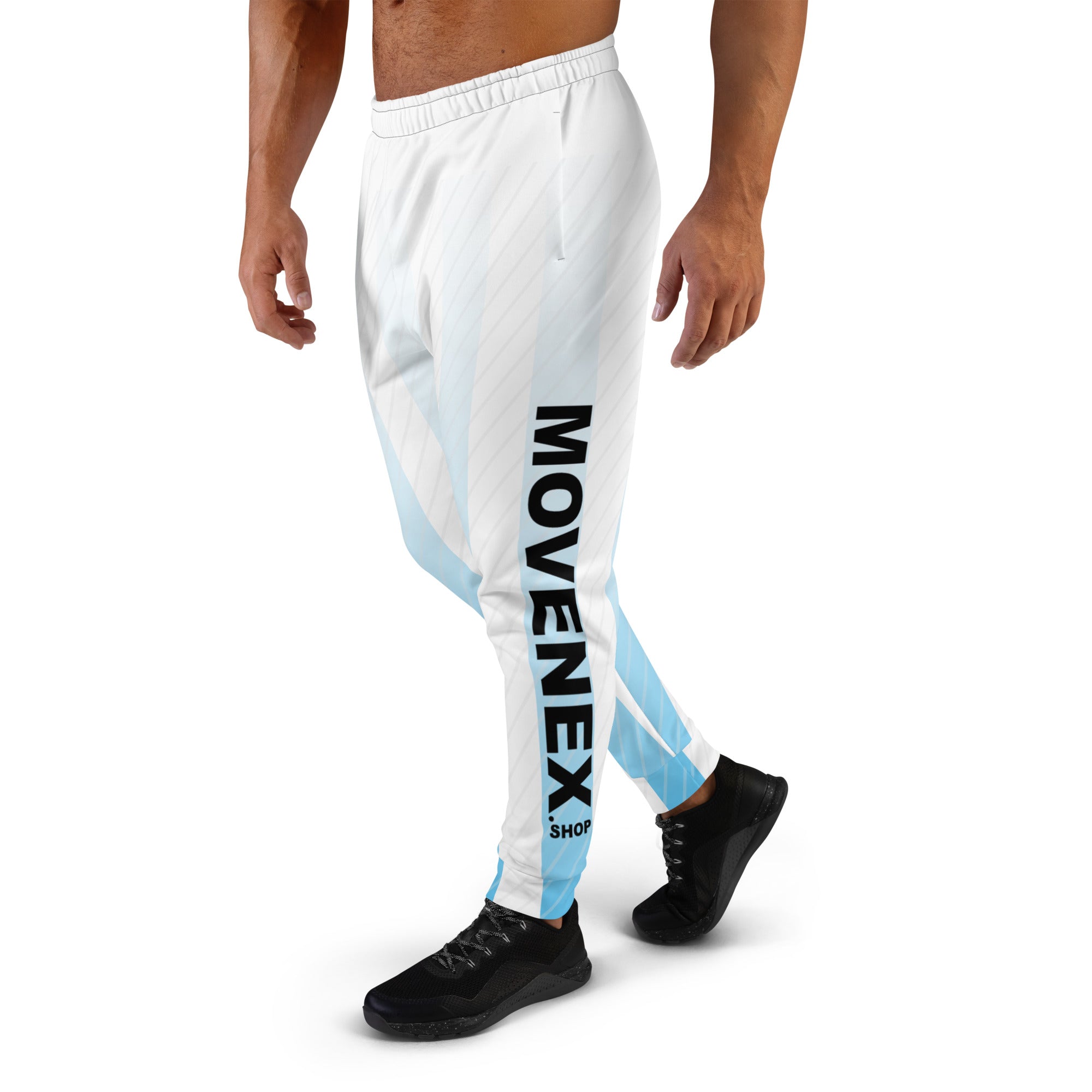 Pantalon de Jogging Movenex couleur rayées blanc et bleu - Movenex