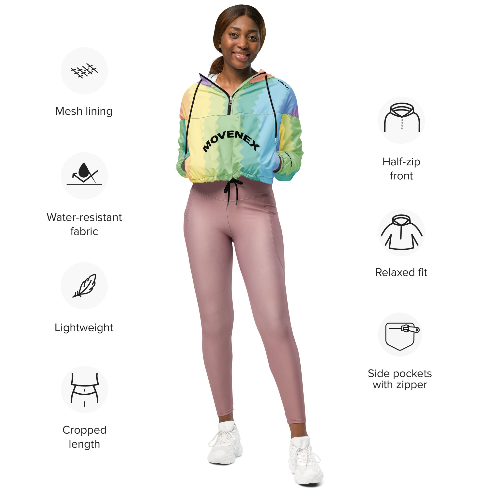 Veste coupe-vent court à capuche Movenex "J06, Panier" - Movenex