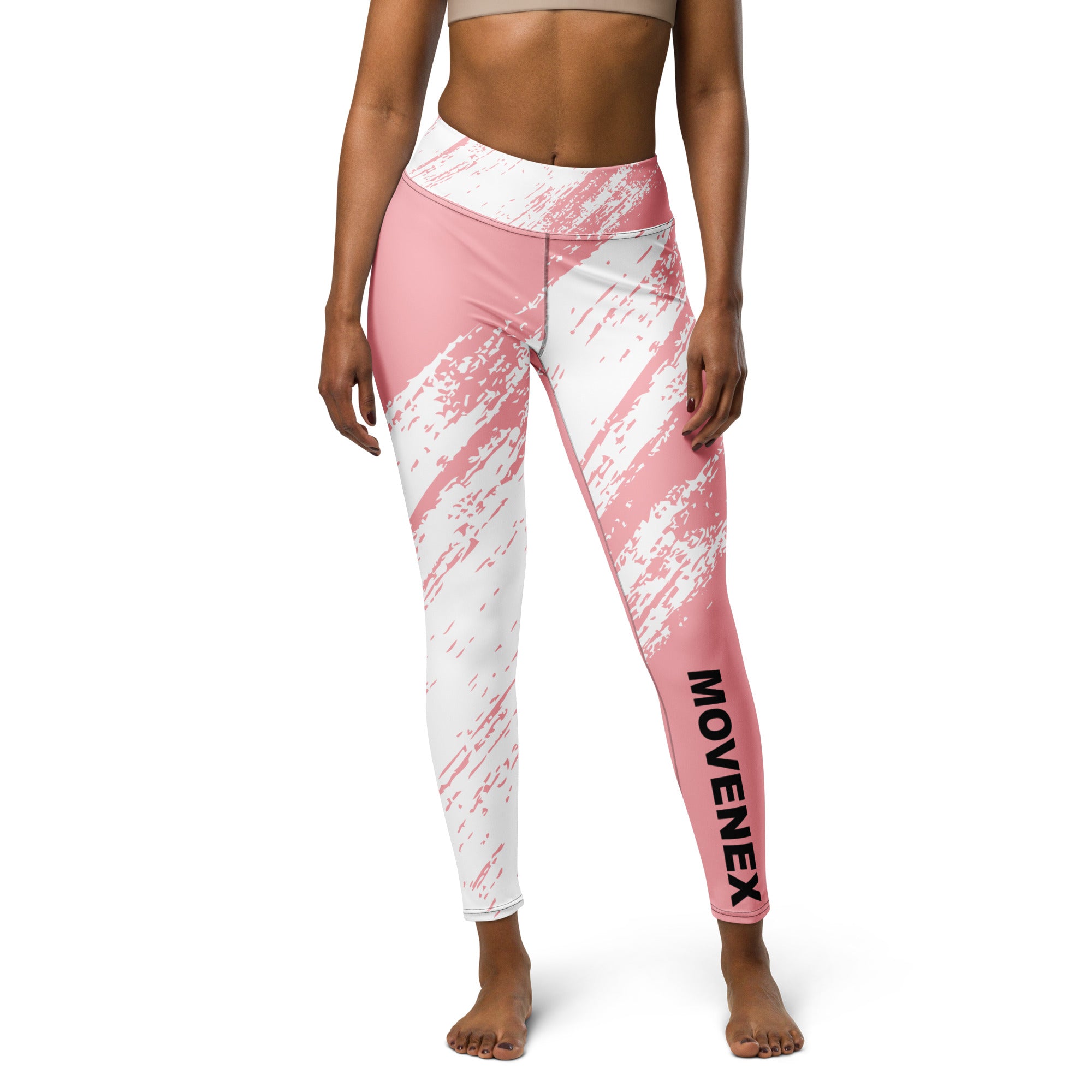 Pantalon de legging de Yoga Movenex couleur rose et blanc - Movenex