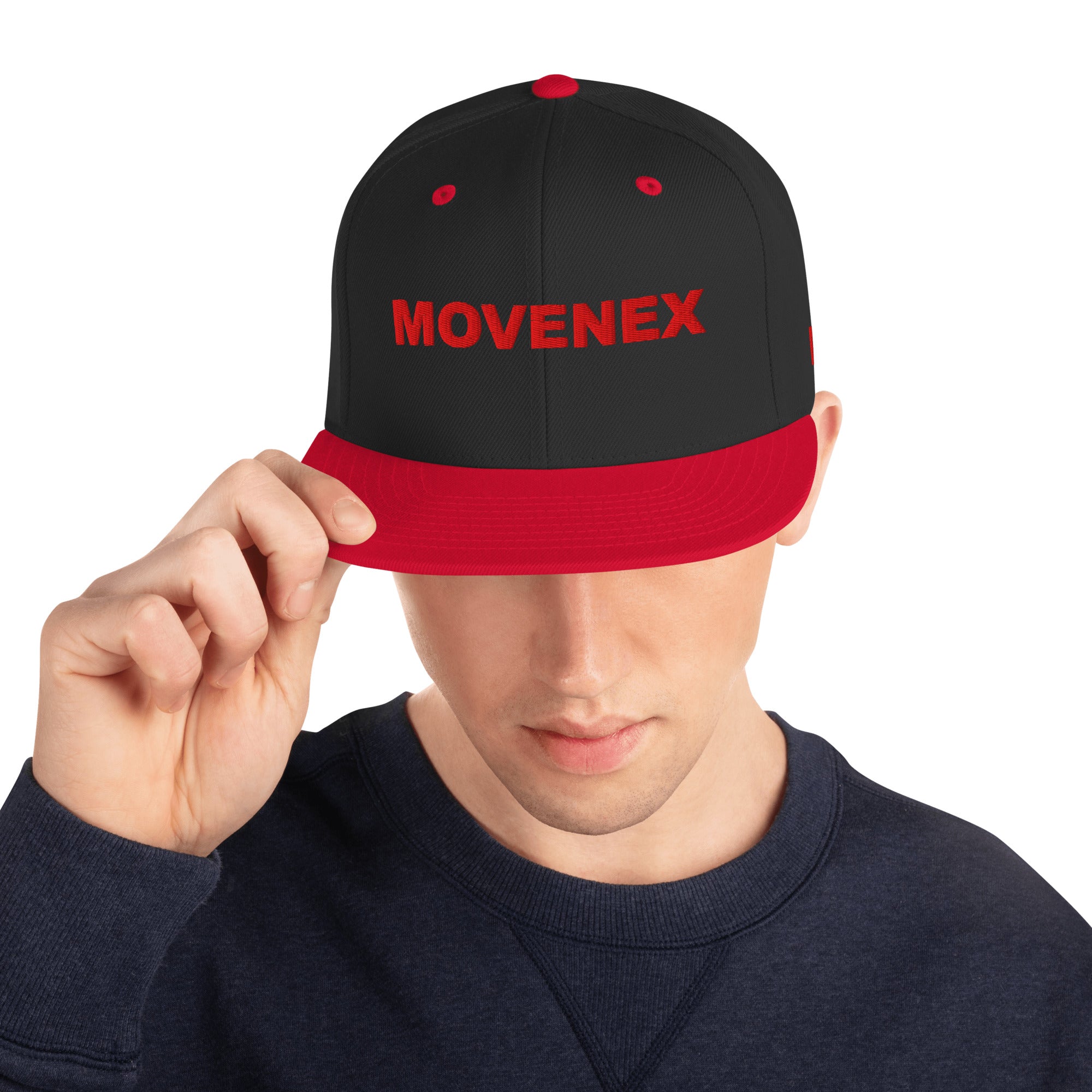 Casquette Snapback Movenex couleur noir et rouge - Movenex