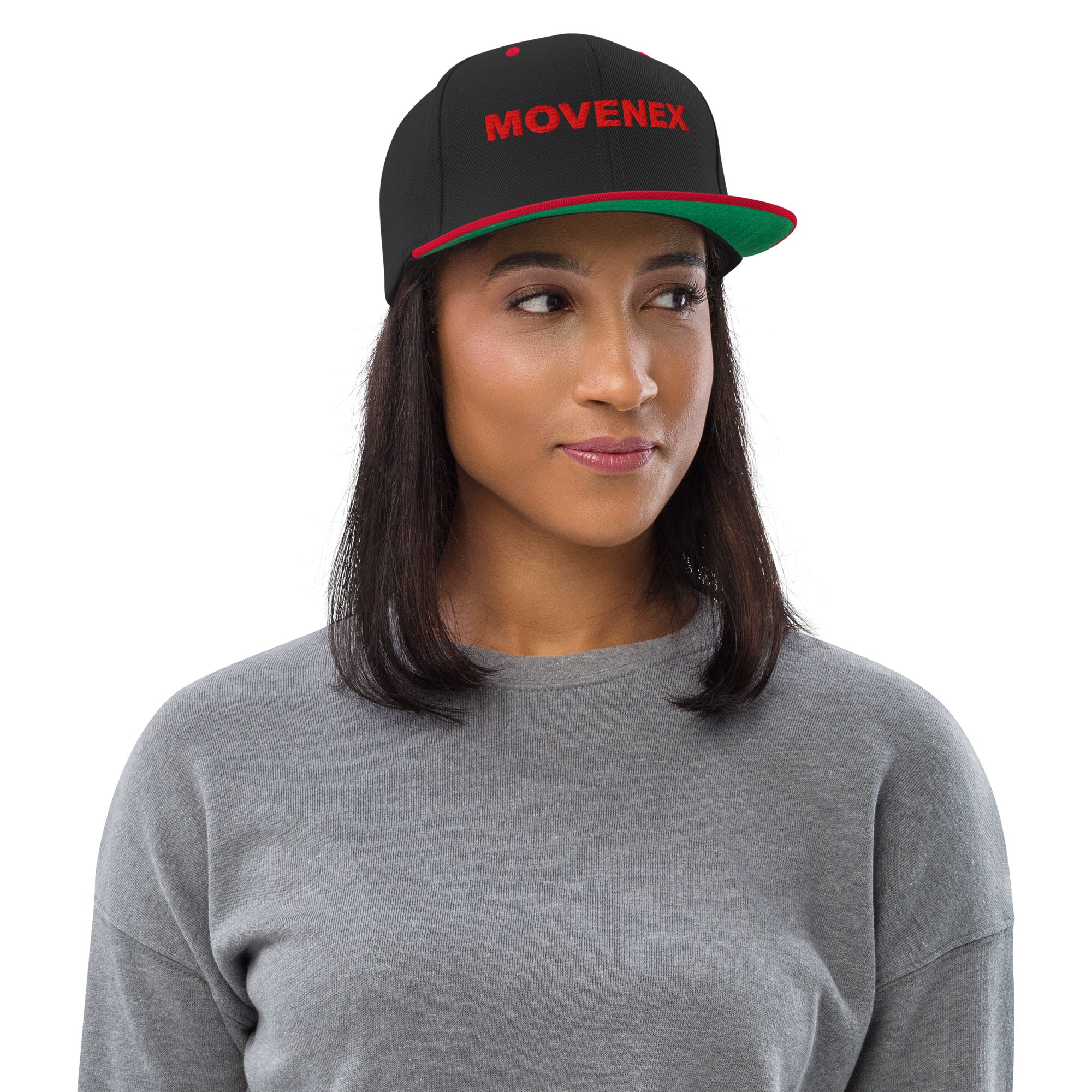 Casquette Snapback Movenex couleur noir et rouge - Movenex