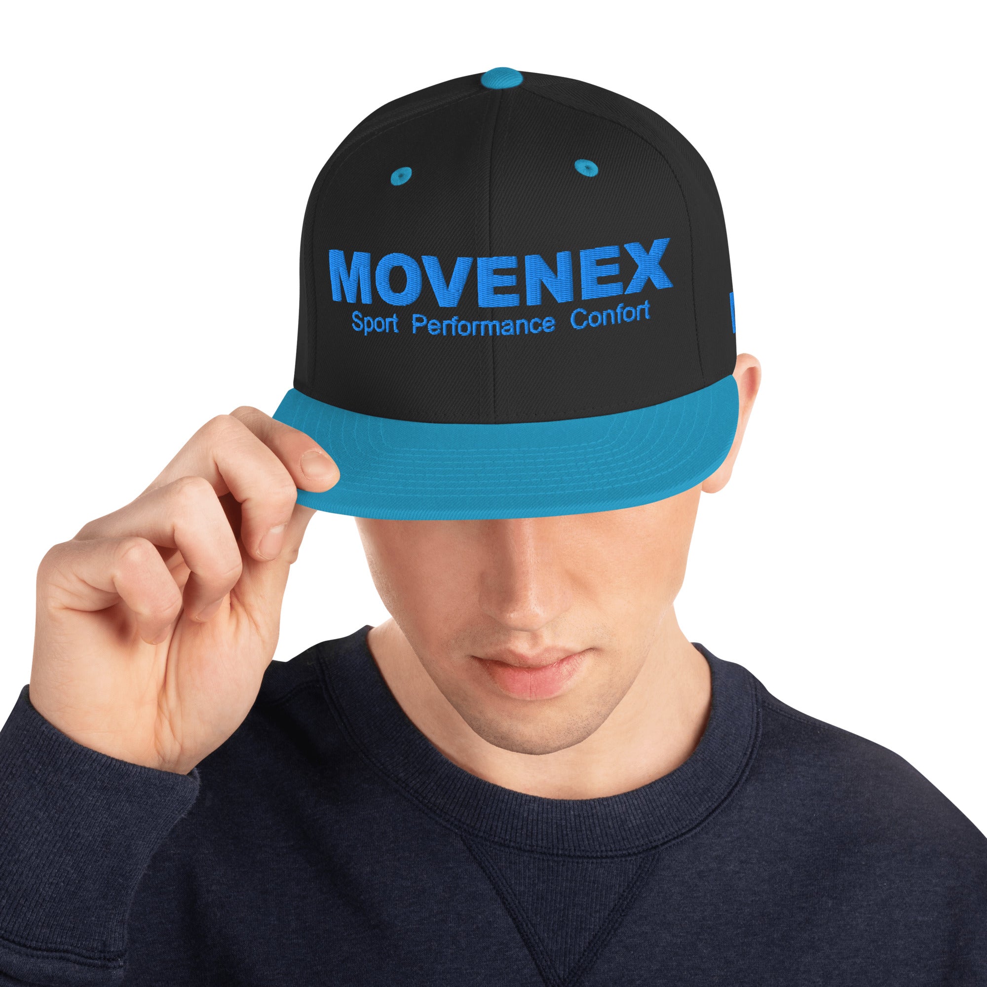 Casquette Movenex "Snapback" couleur noire et bleue - Movenex