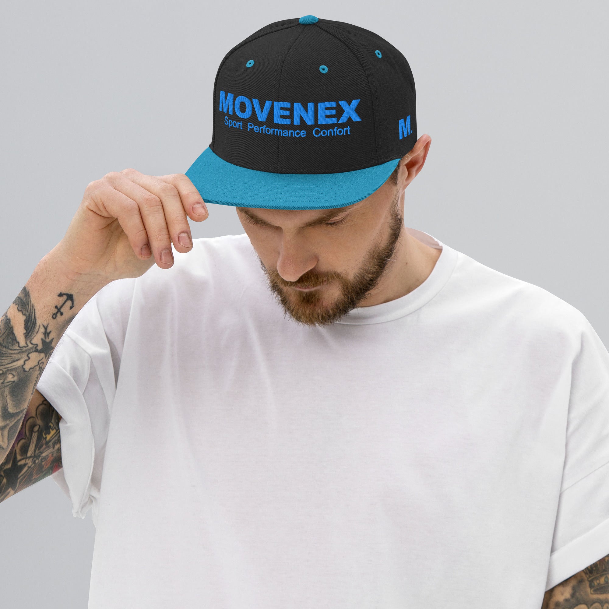 Casquette Movenex "Snapback" couleur noire et bleue - Movenex