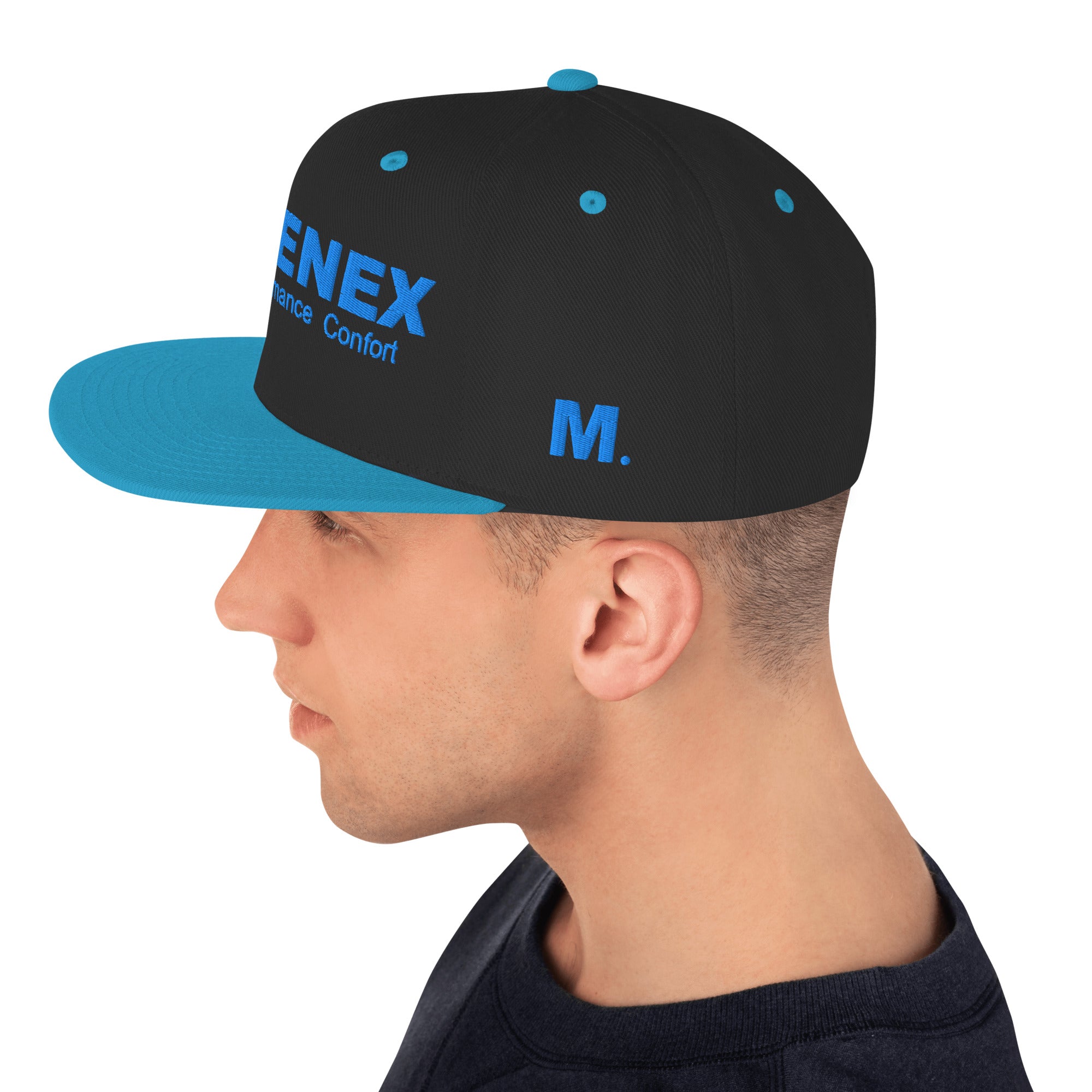 Casquette Movenex "Snapback" couleur noire et bleue - Movenex