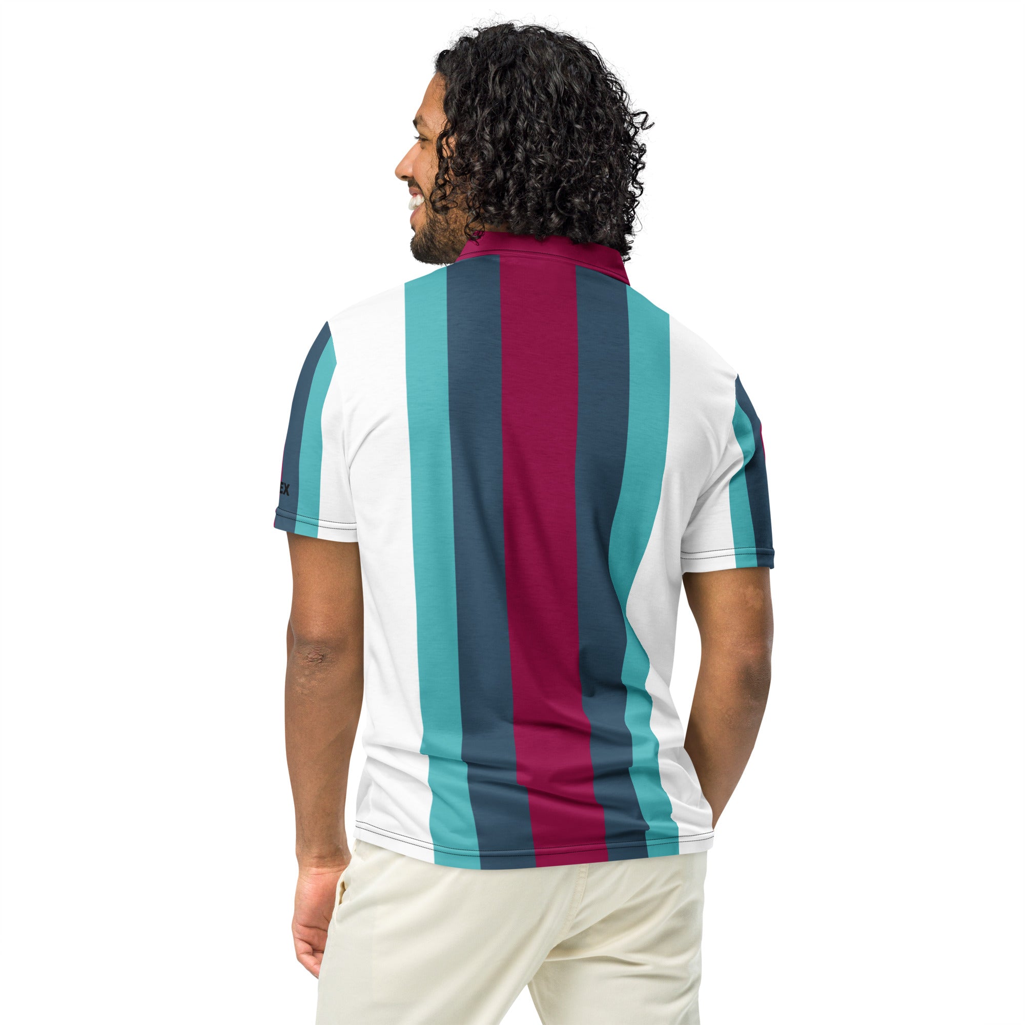 Polo Movenex cintré couleur rayées blanc, vert et bordeaux - Movenex