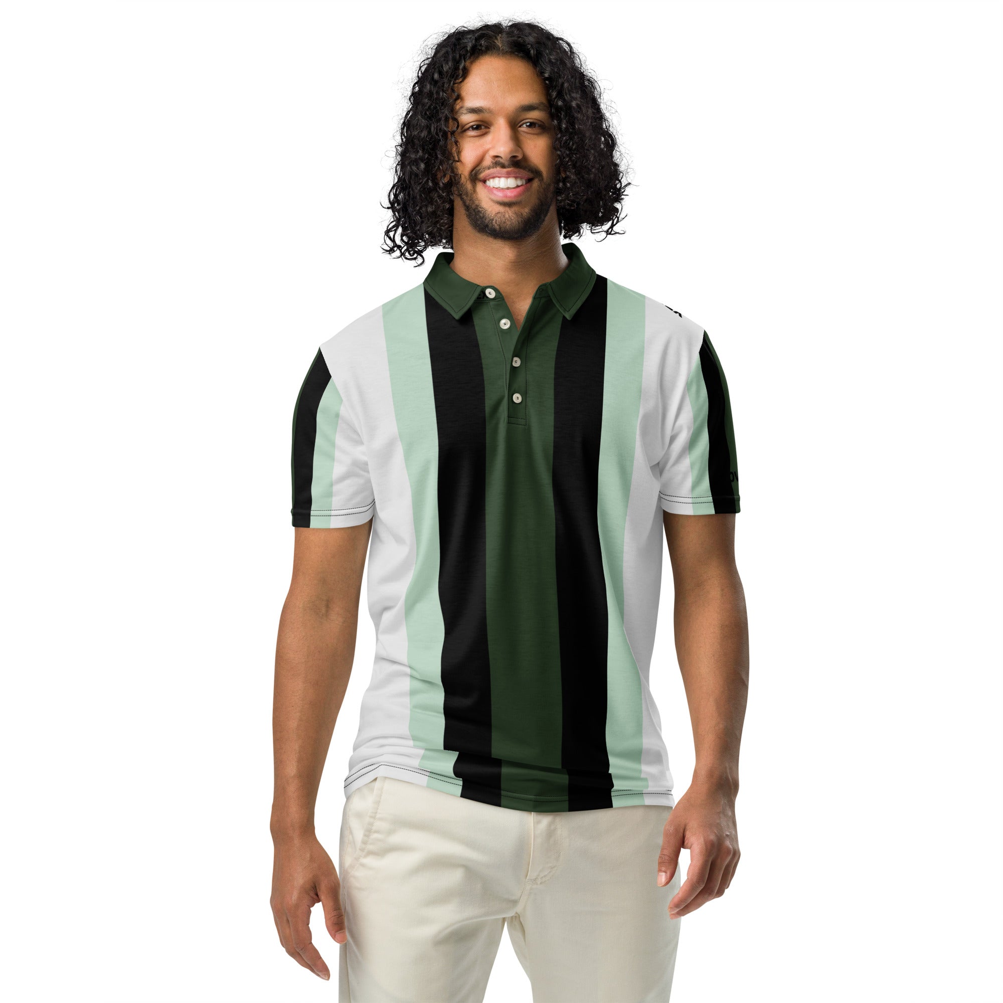 Polo Movenex cintré couleur rayées vert, noire - Movenex