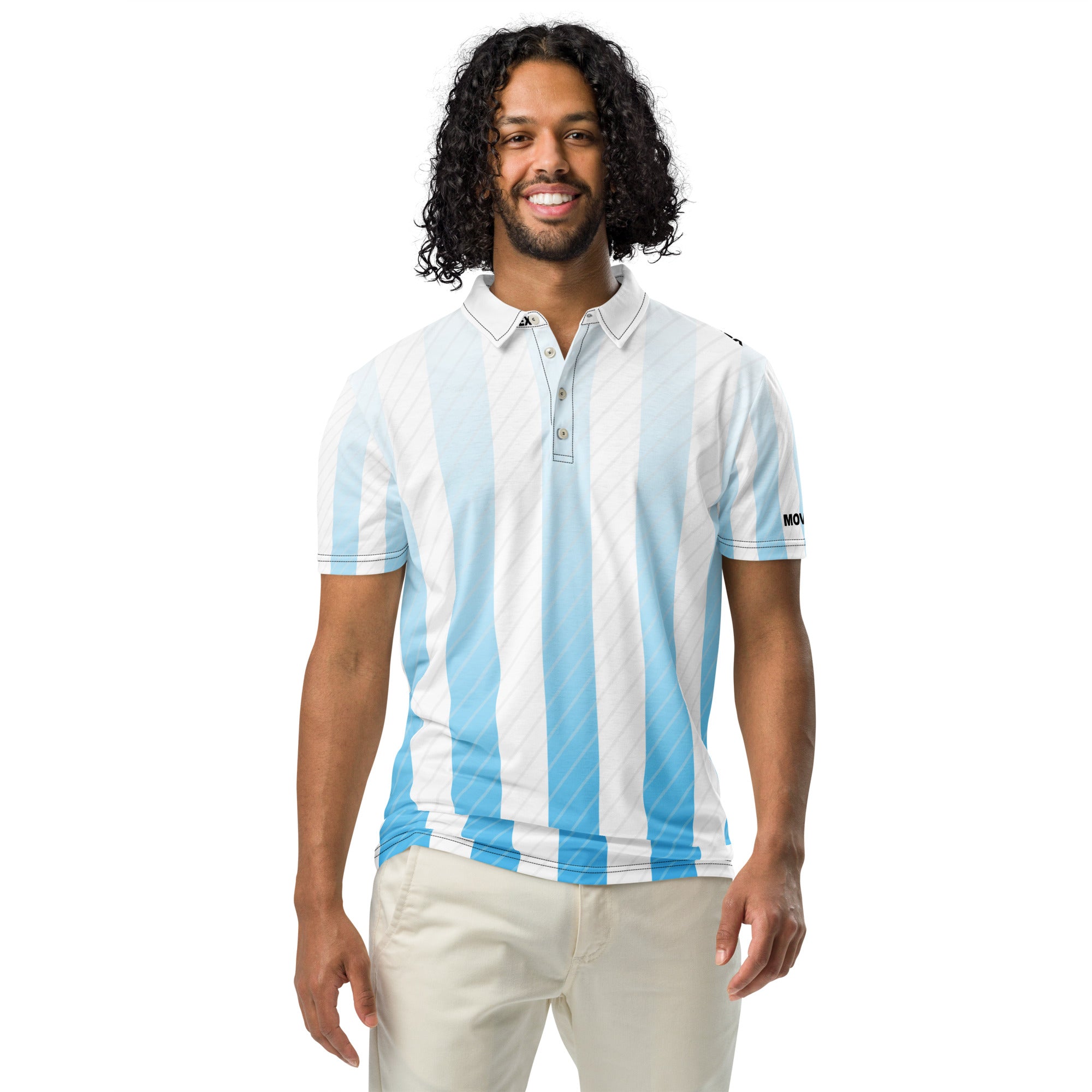 Polo Movenex cintré couleur rayées bleue et blanche - Movenex