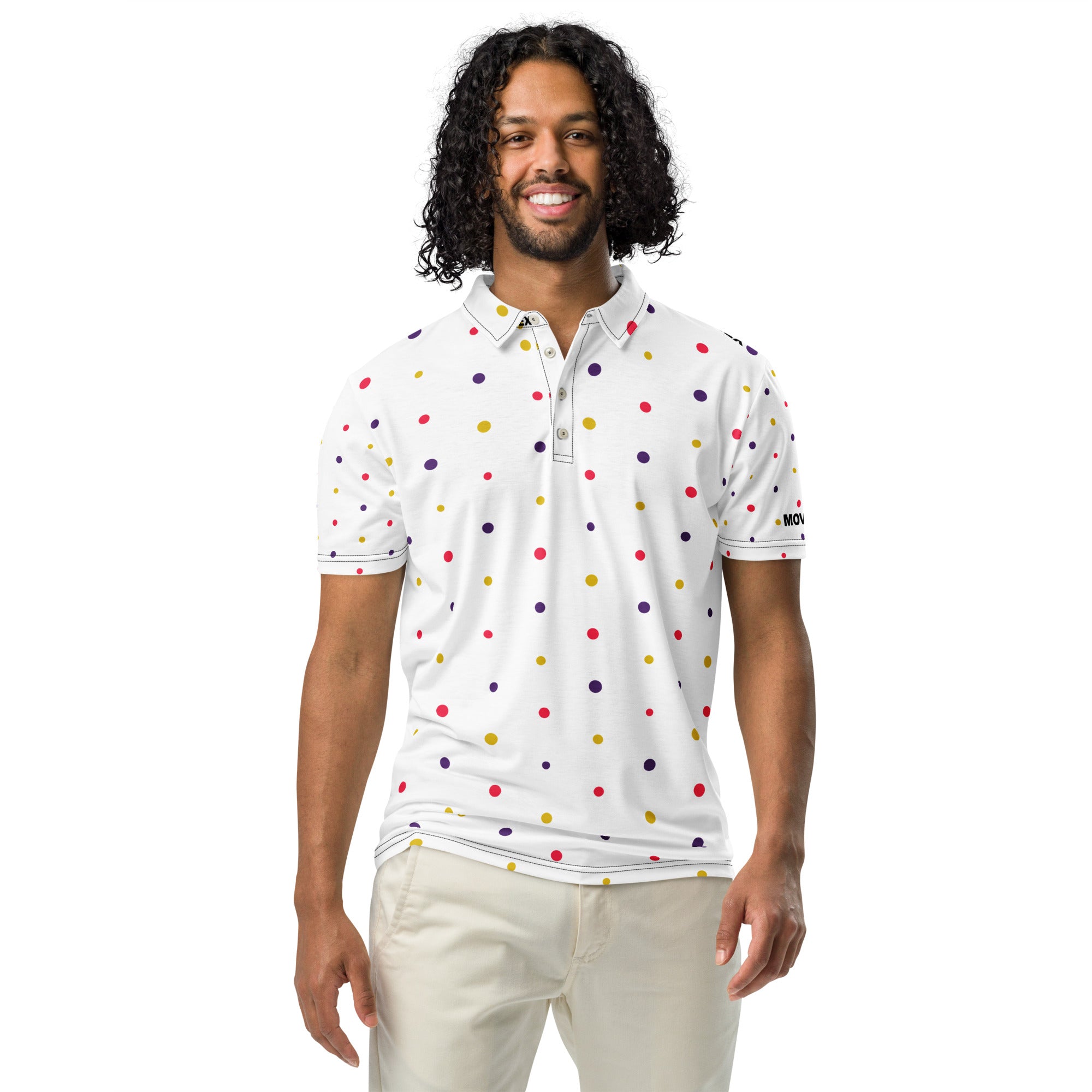 Polo Movenex cintré couleur blanc à pois - Movenex