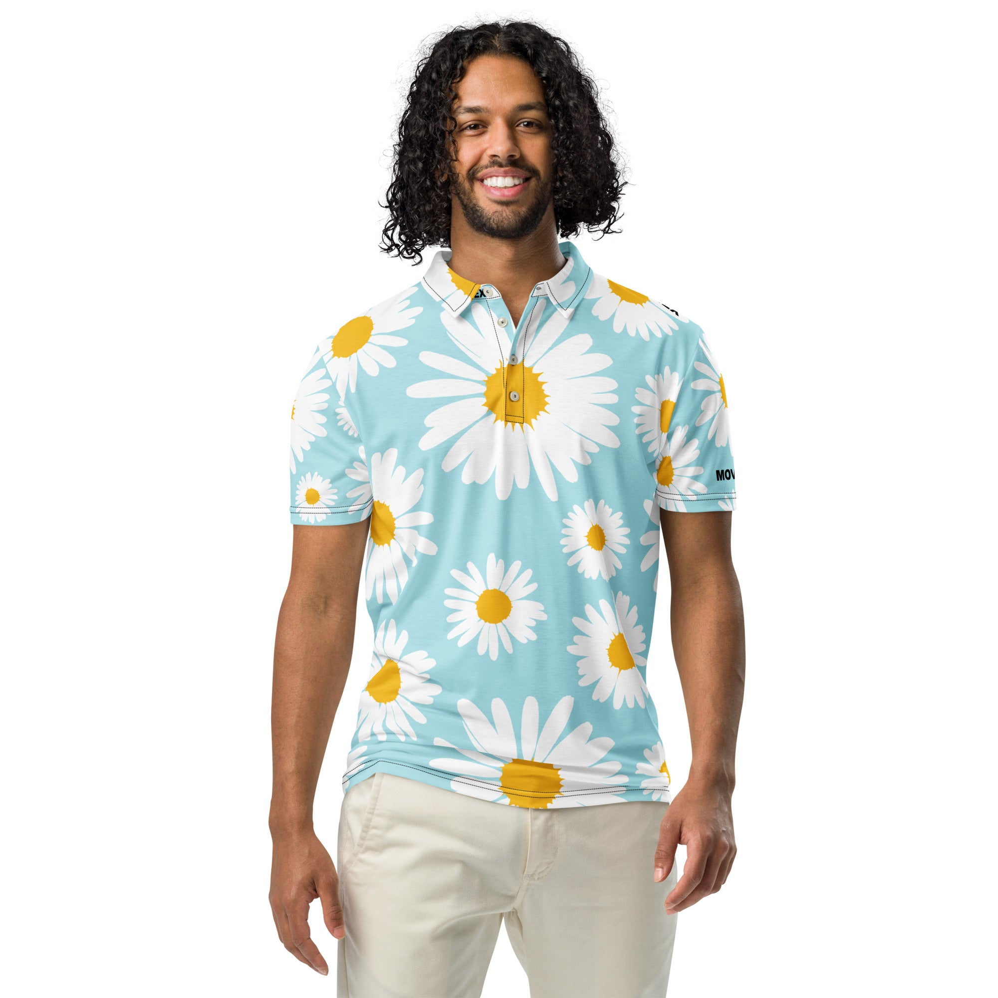 Polo Movenex cintré couleur bleue à fleurs - Movenex