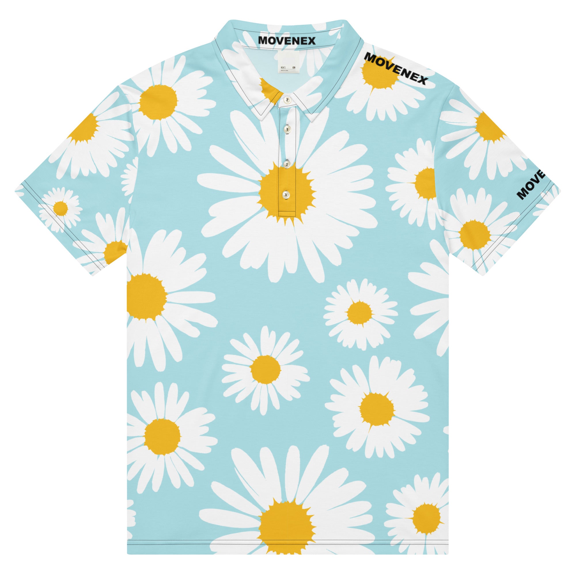 Polo Movenex cintré couleur bleue à fleurs - Movenex