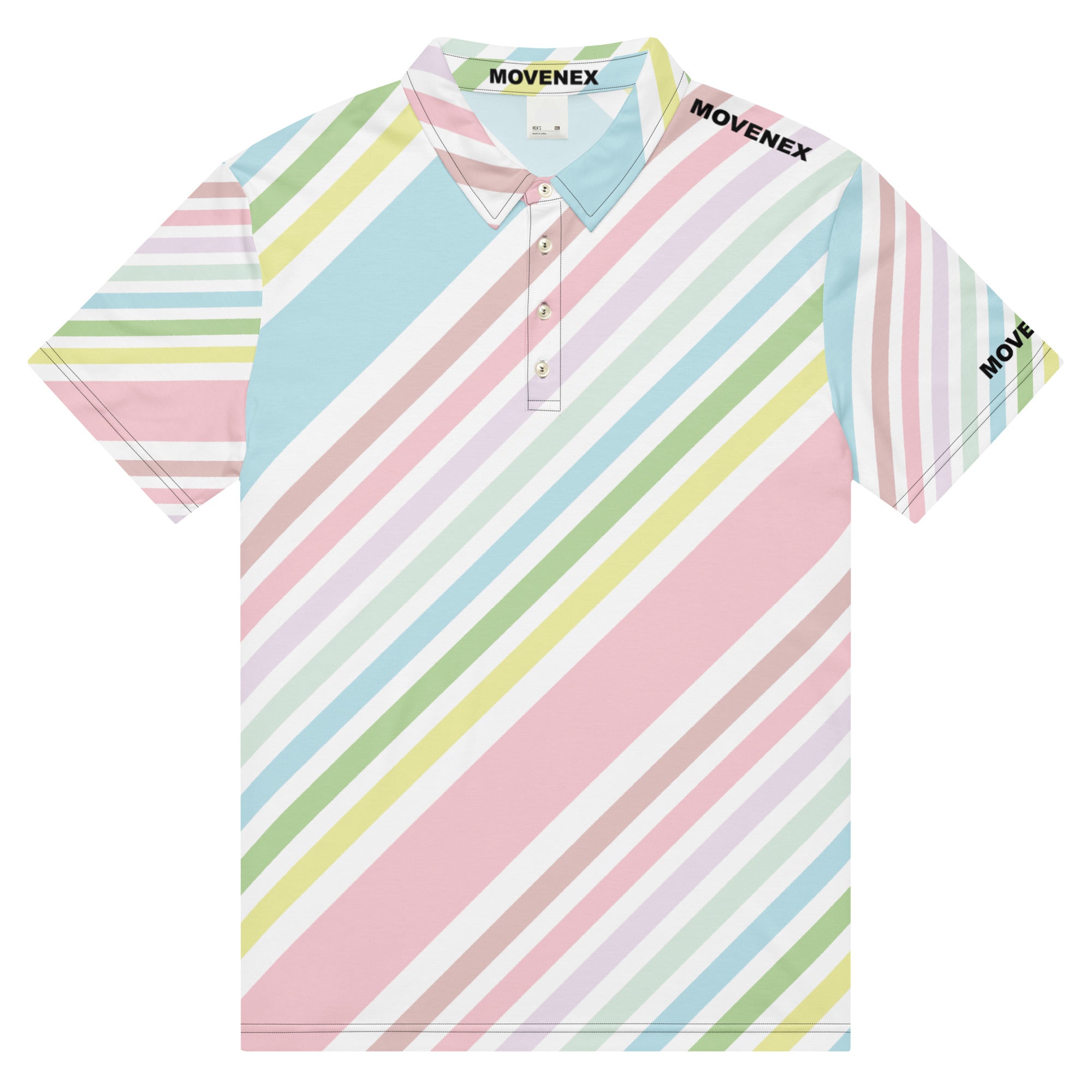 Polo Movenex cintré couleur rayées bleu, vert et blanc - Movenex