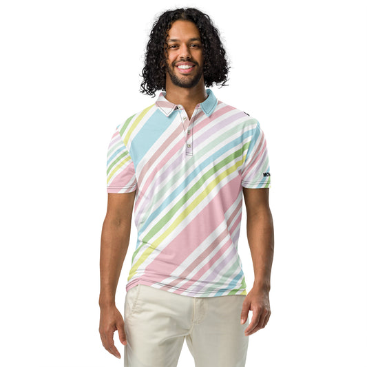 Polo Movenex cintré couleur rayées bleu, vert et blanc - Movenex