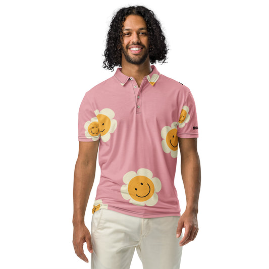 Polo Movenex cintré couleur rose et smilés à fleurs - Movenex