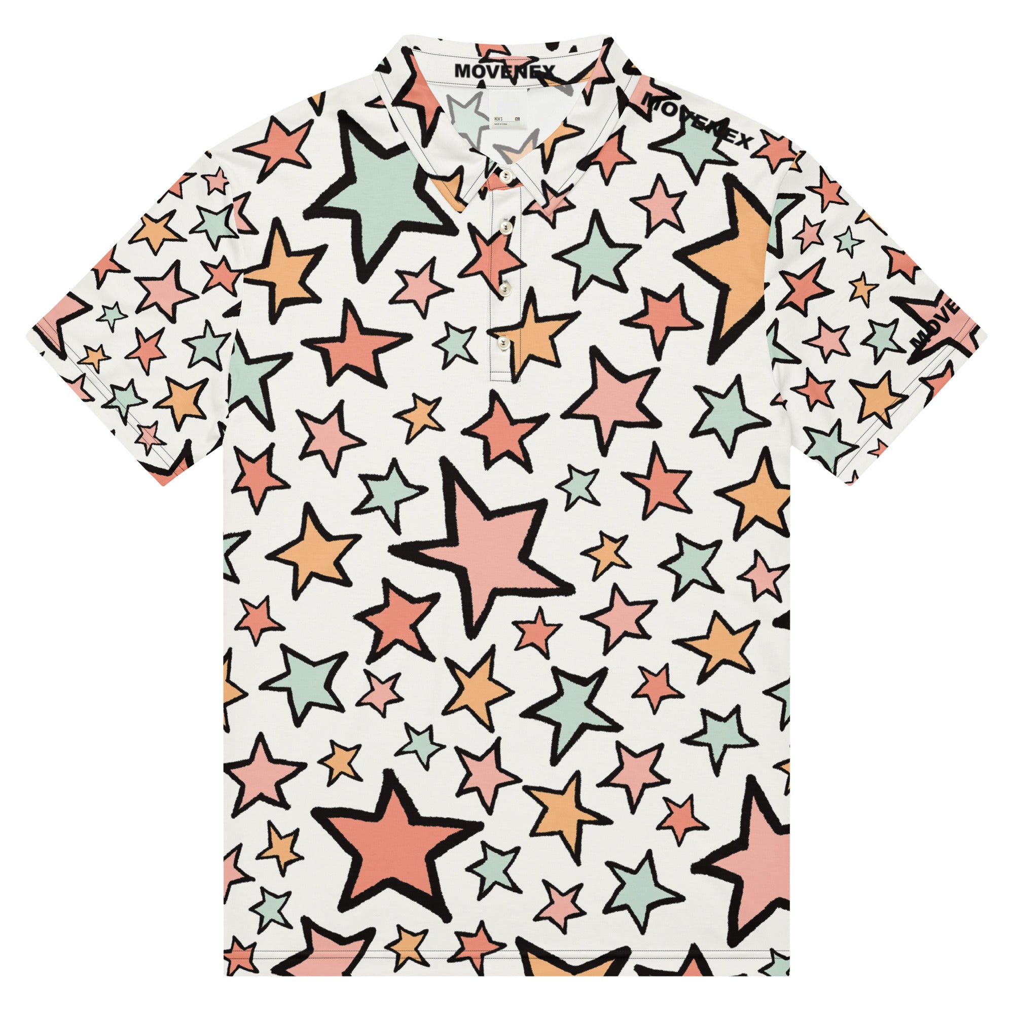Polo Movenex cintré couleur blanc avec étoiles - Movenex