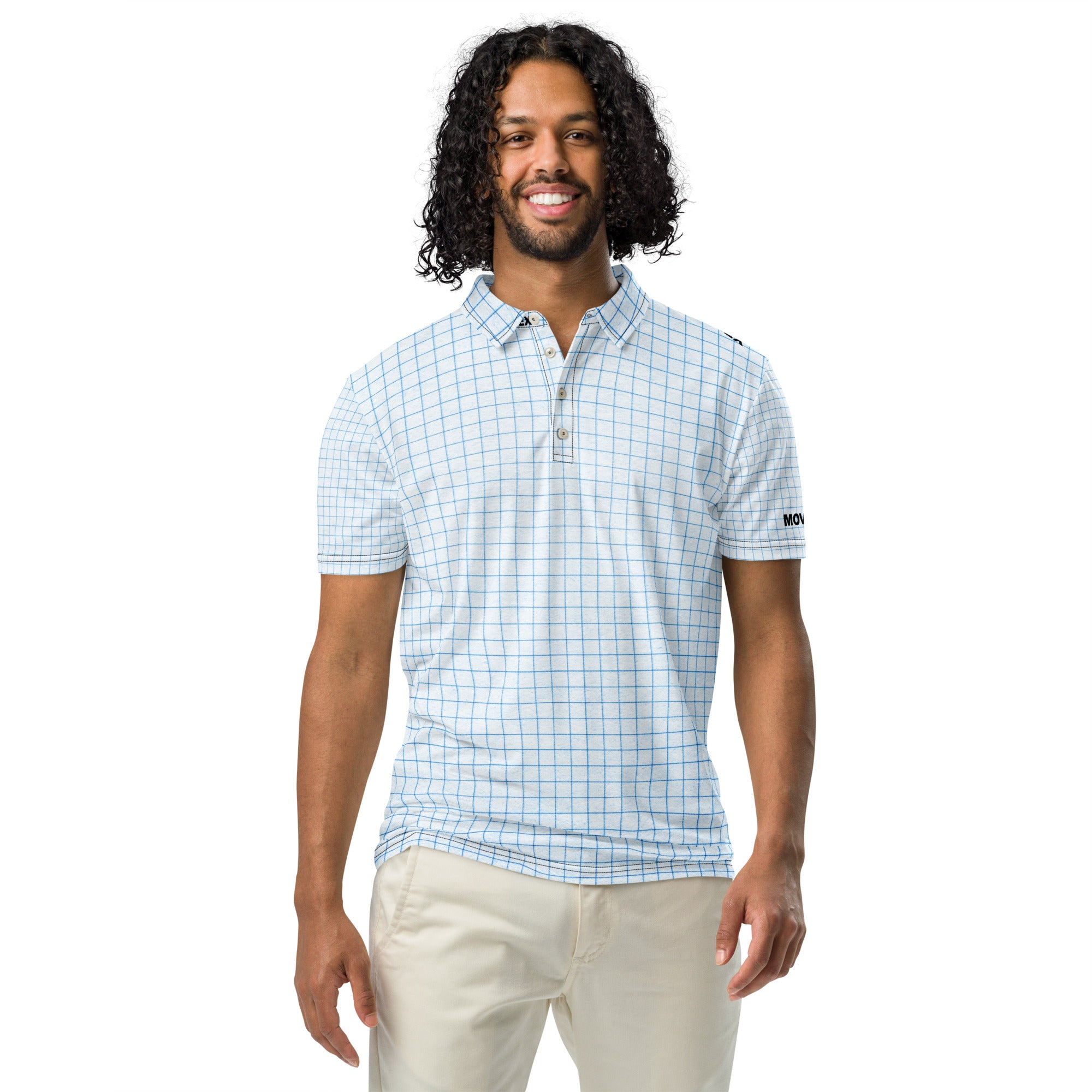 Polo Movenex cintré couleur blanc à carreaux bleus - Movenex