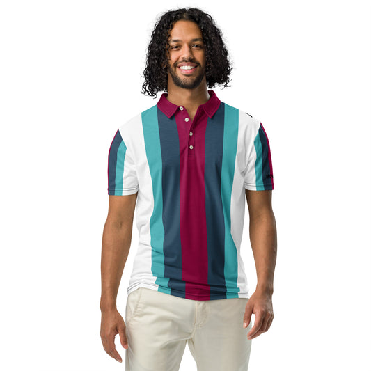 Polo Movenex cintré couleur rayées blanc, vert et bordeaux - Movenex