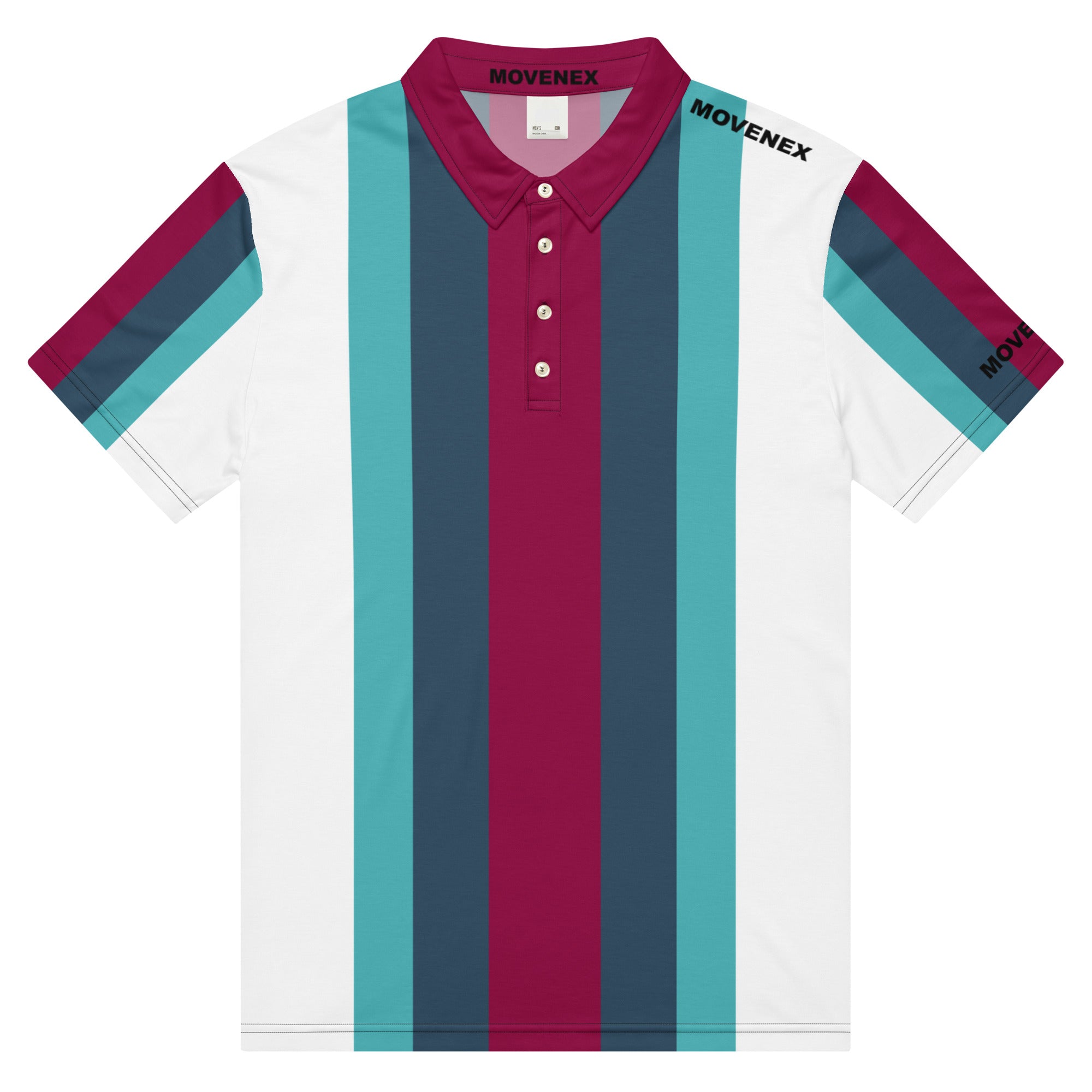Polo Movenex cintré couleur rayées blanc, vert et bordeaux - Movenex