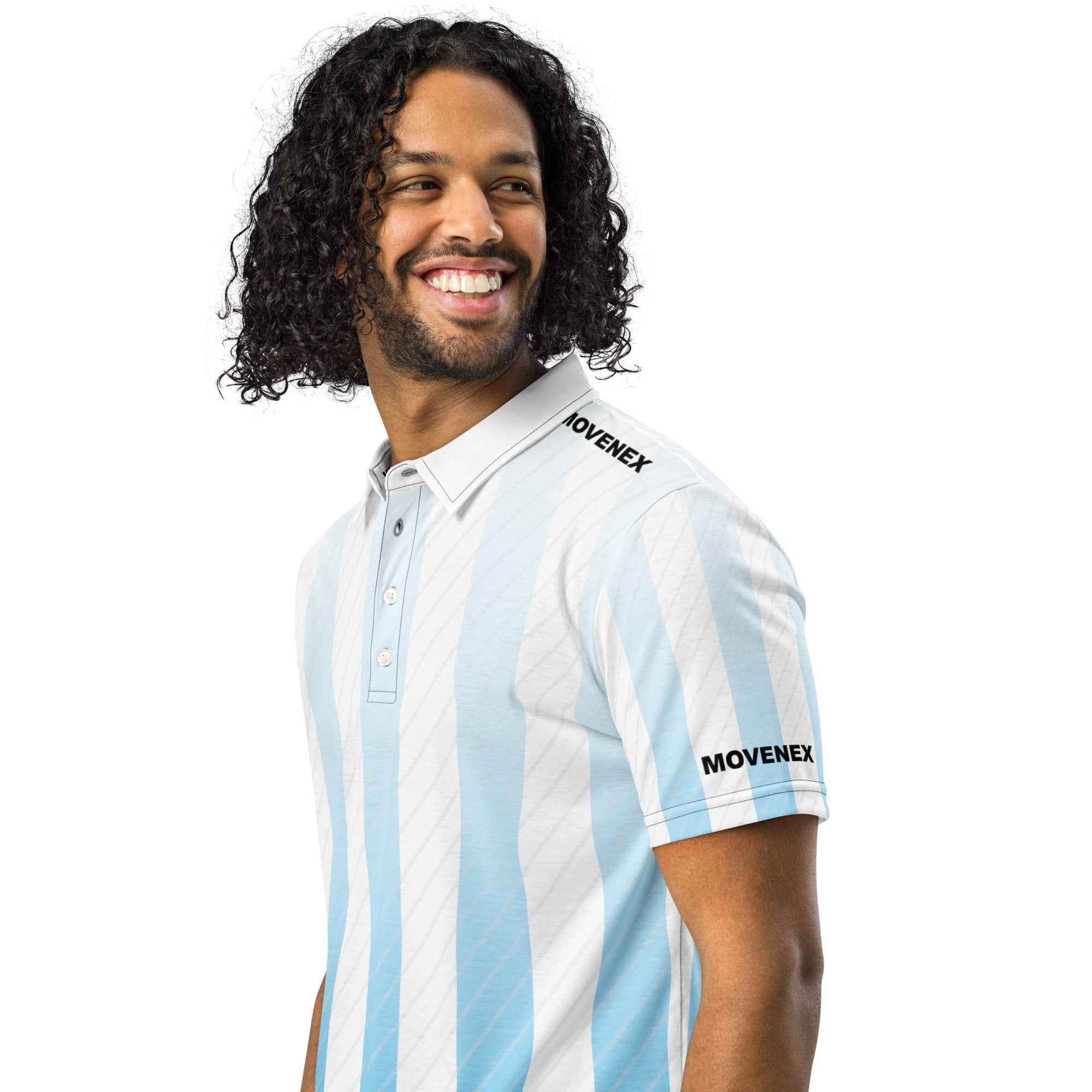 Polo Movenex cintré couleur rayées bleue et blanche - Movenex