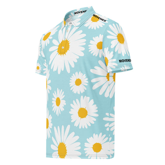 Polo Movenex cintré couleur bleue à fleurs - Movenex