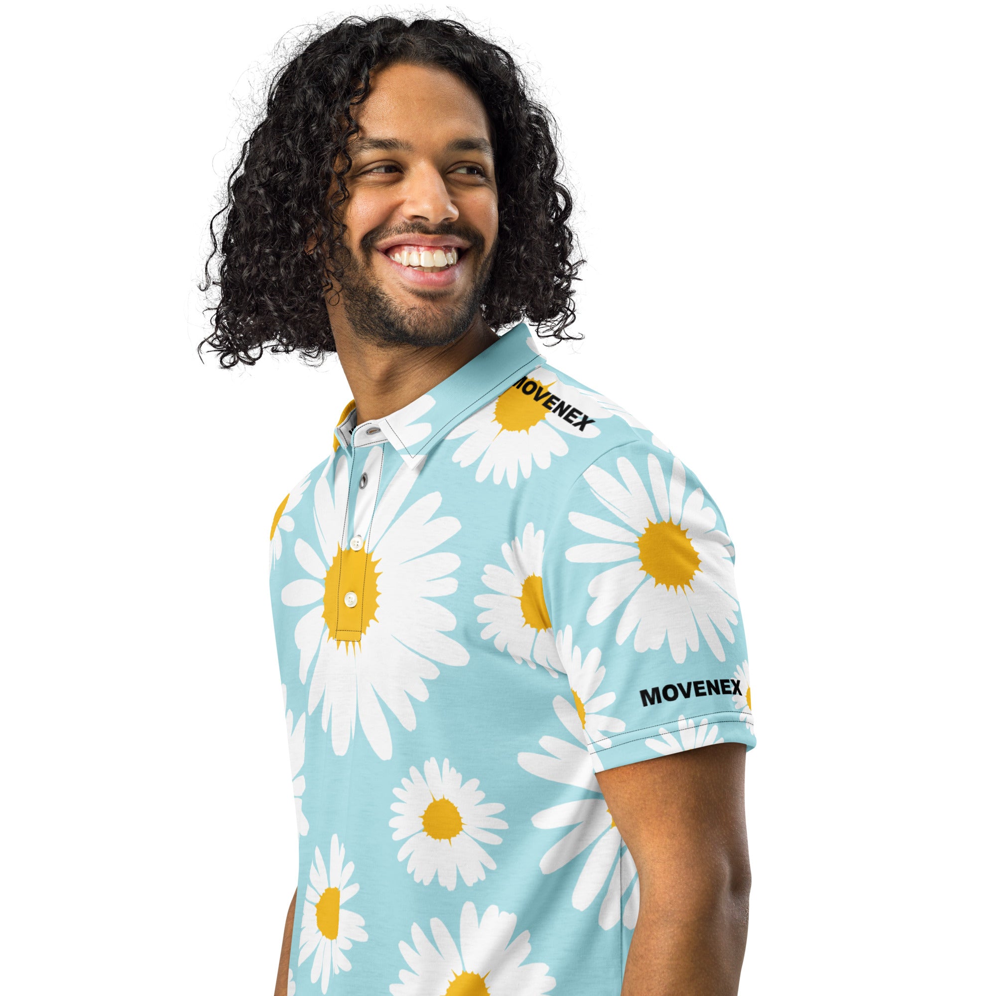 Polo Movenex cintré couleur bleue à fleurs - Movenex
