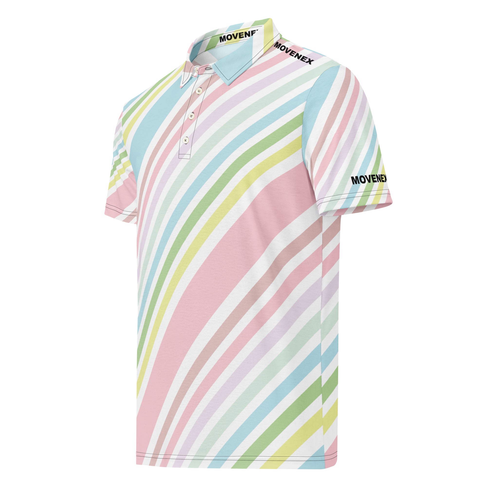 Polo Movenex cintré couleur rayées bleu, vert et blanc - Movenex