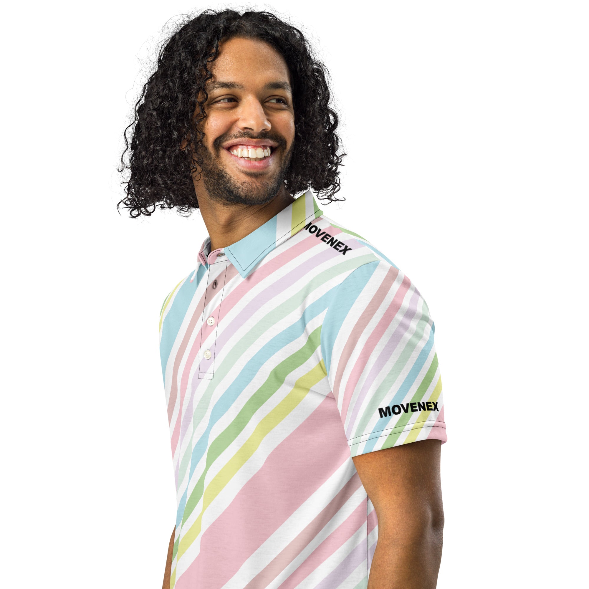 Polo Movenex cintré couleur rayées bleu, vert et blanc - Movenex