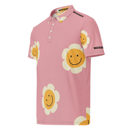 Polo Movenex cintré couleur rose et smilés à fleurs - Movenex