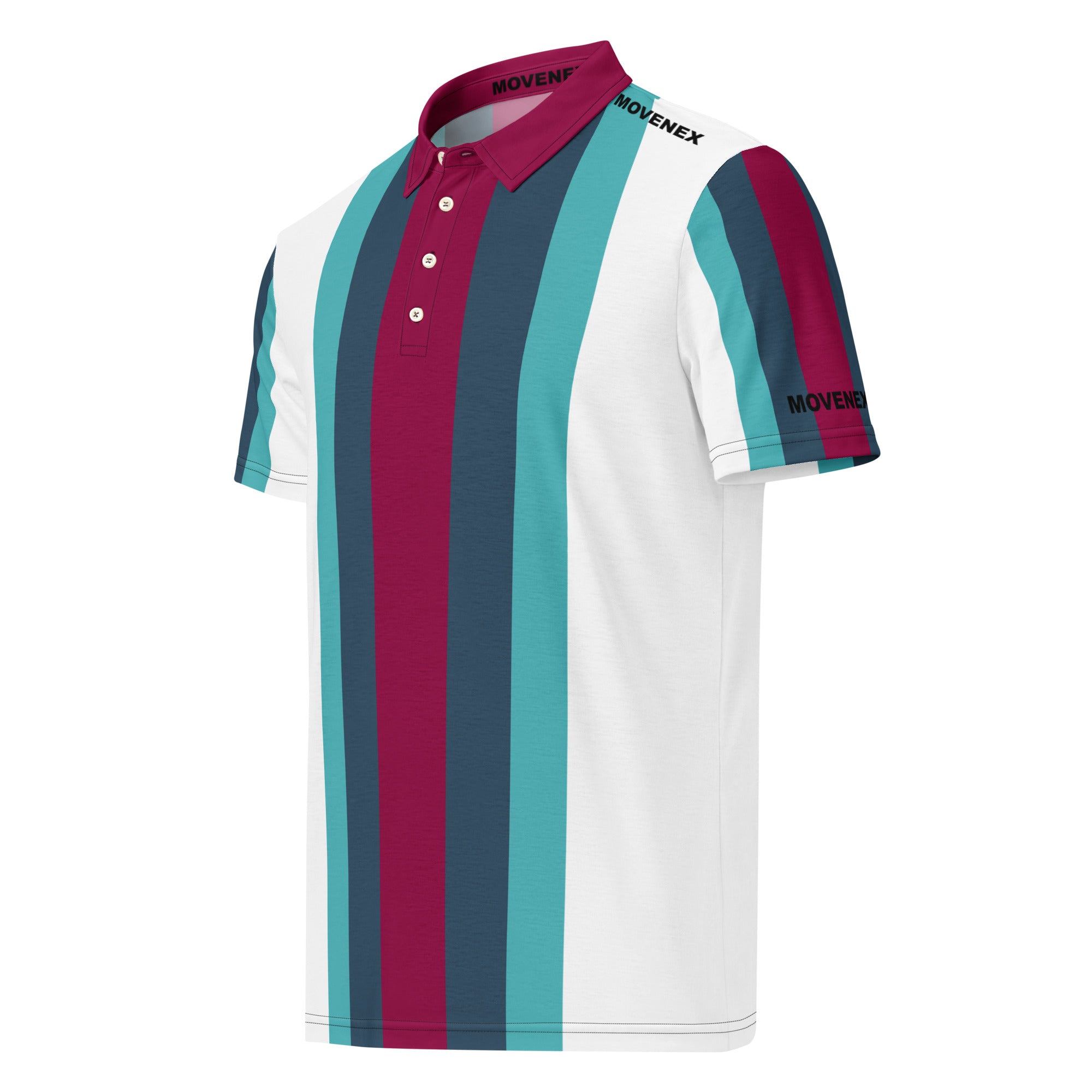 Polo Movenex cintré couleur rayées blanc, vert et bordeaux - Movenex