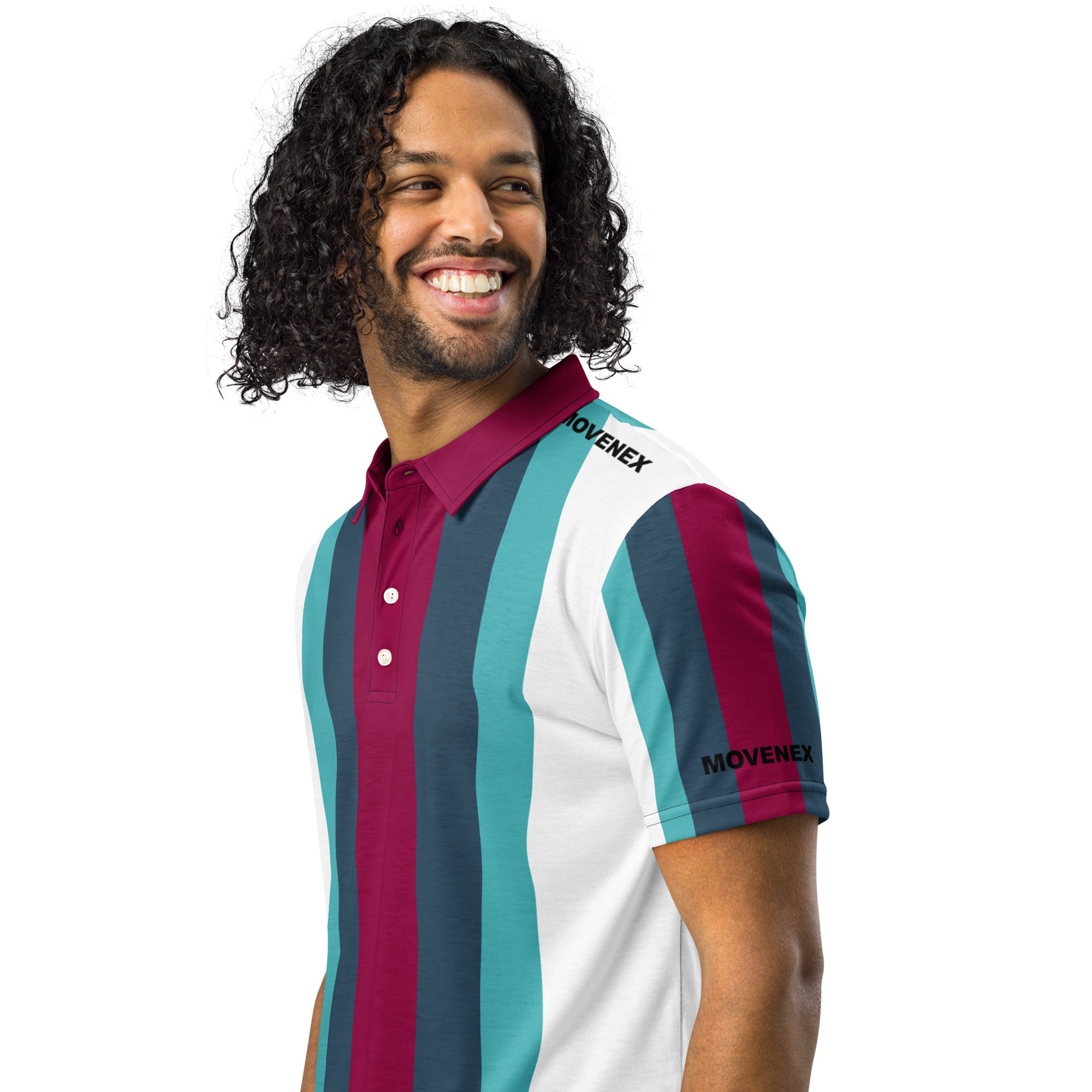 Polo Movenex cintré couleur rayées blanc, vert et bordeaux - Movenex