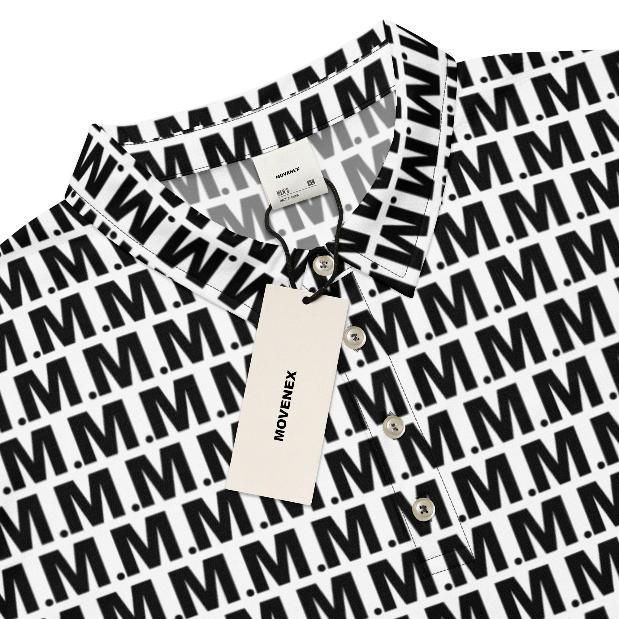 Polo Movenex cintré couleur blanc et noir - Movenex