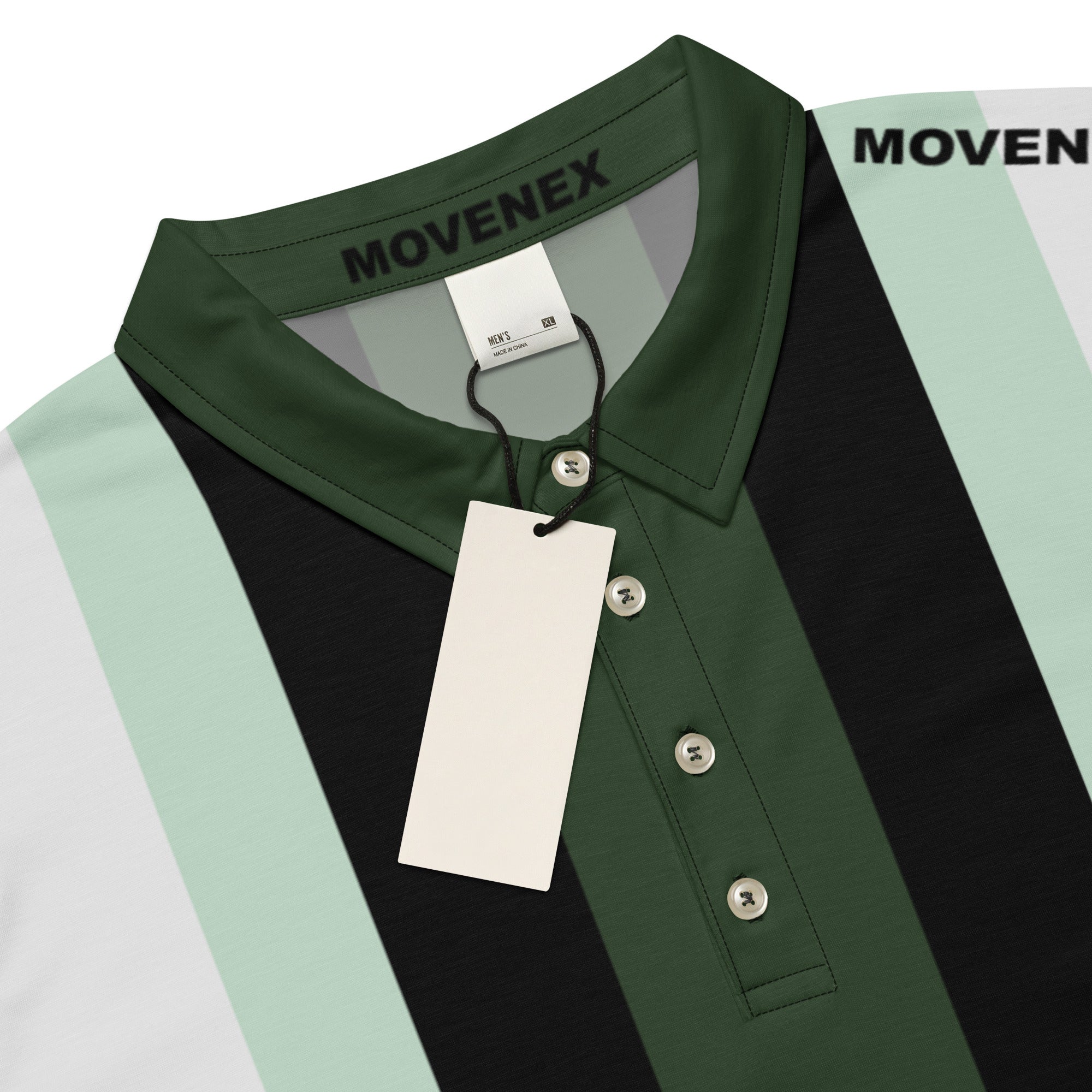 Polo Movenex cintré couleur rayées vert, noire - Movenex