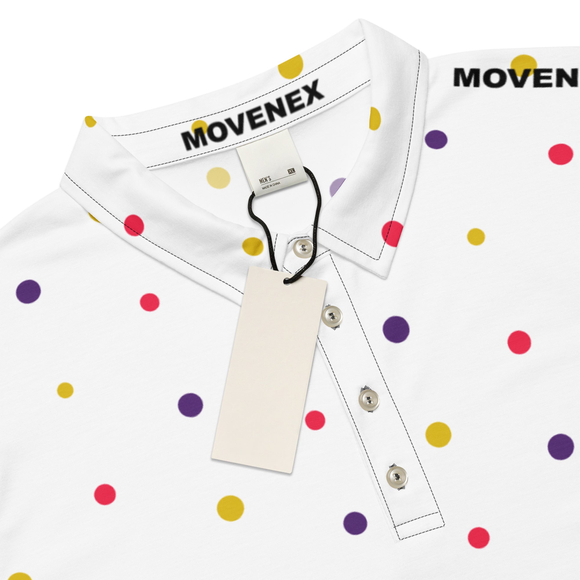 Polo Movenex cintré couleur blanc à pois - Movenex