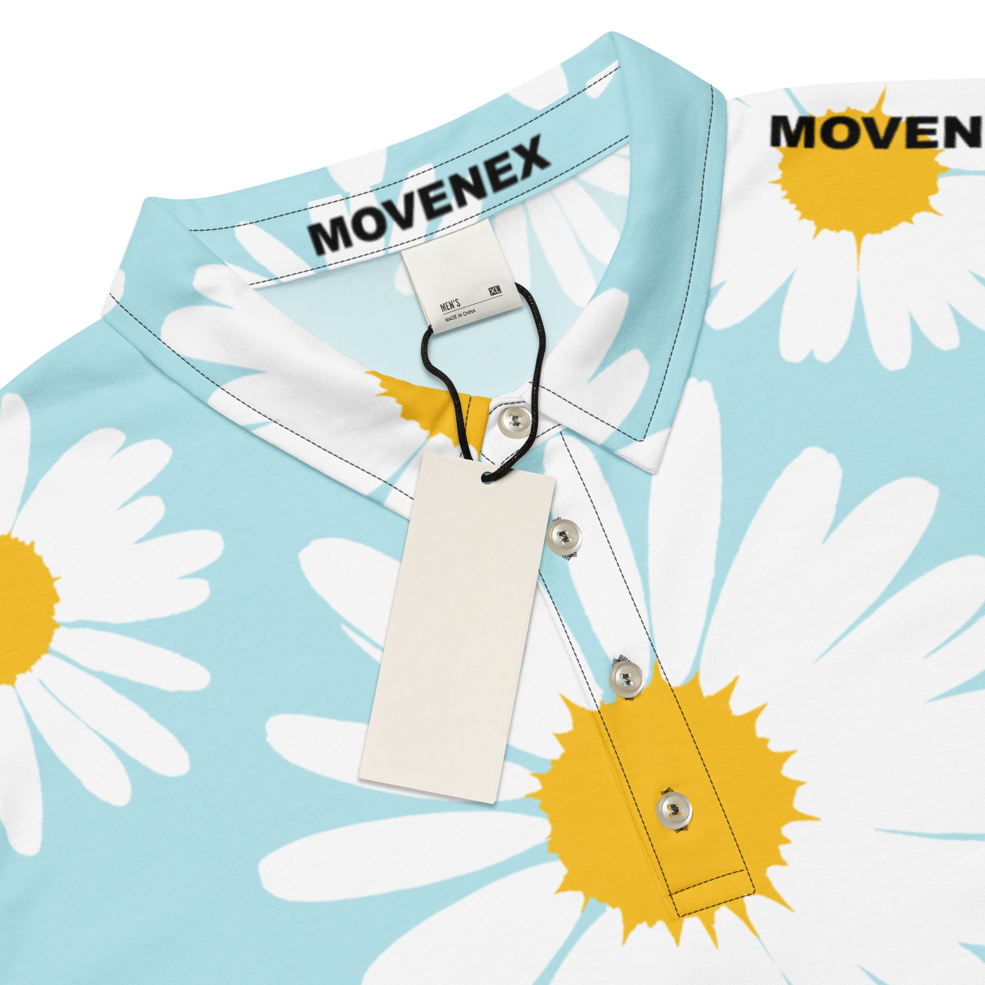 Polo Movenex cintré couleur bleue à fleurs - Movenex