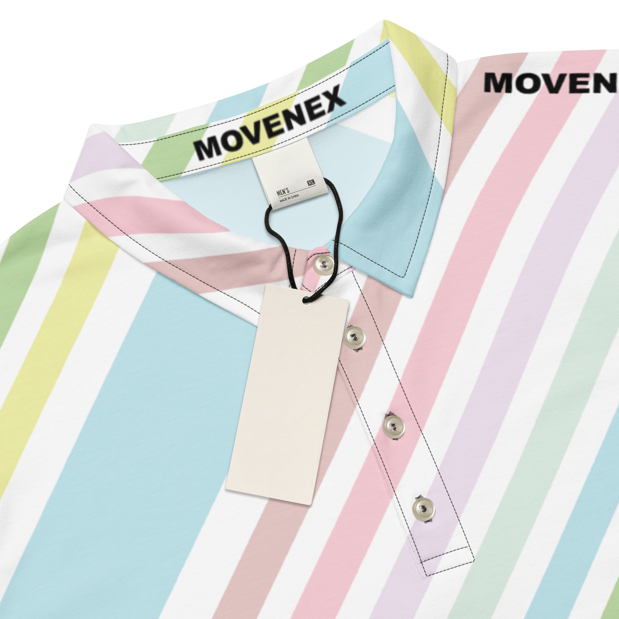 Polo Movenex cintré couleur rayées bleu, vert et blanc - Movenex