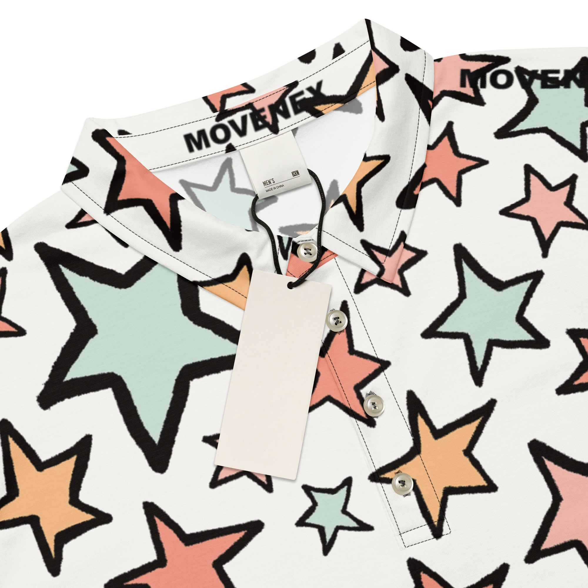 Polo Movenex cintré couleur blanc avec étoiles - Movenex