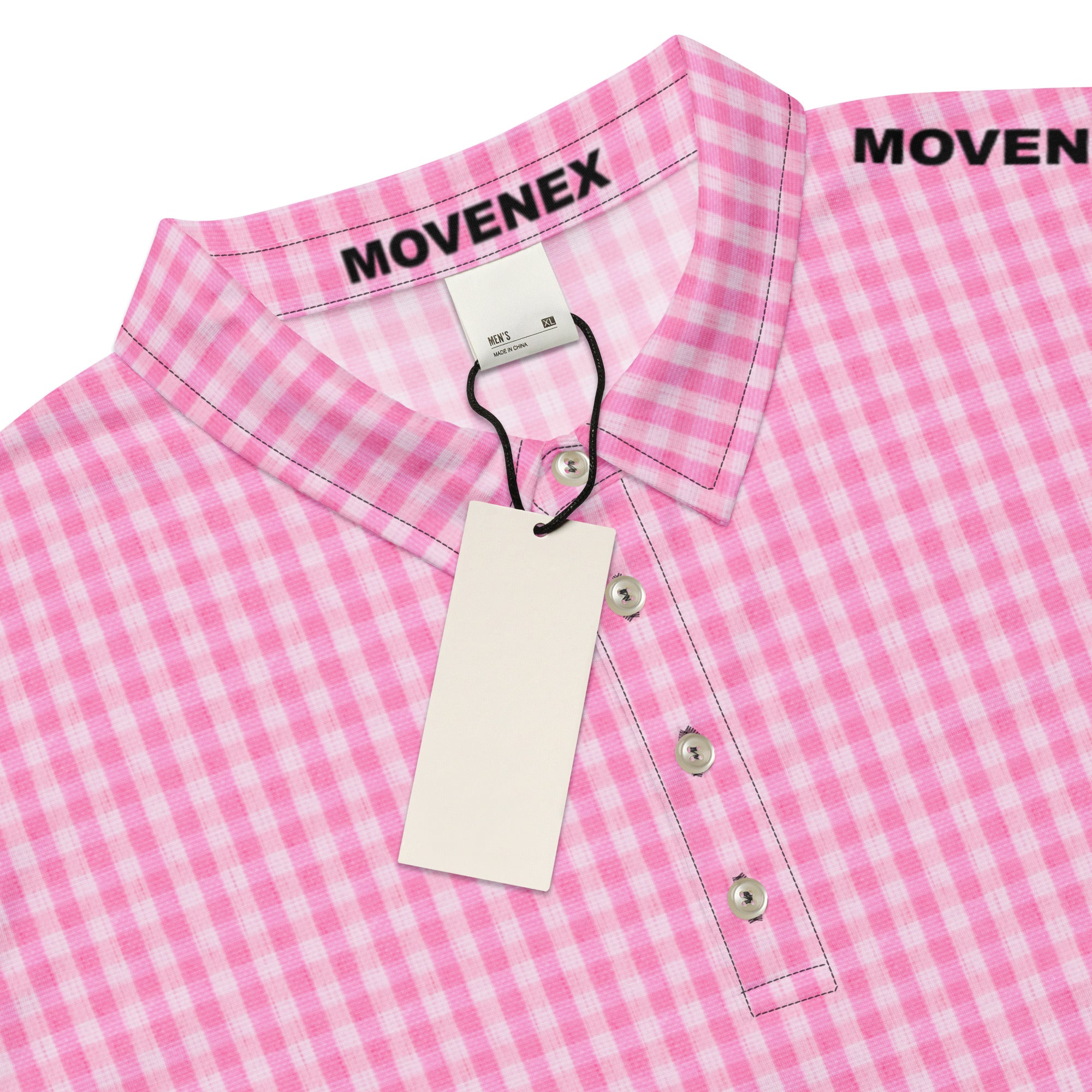 Polo Movenex cintré couleur rose à carreaux - Movenex
