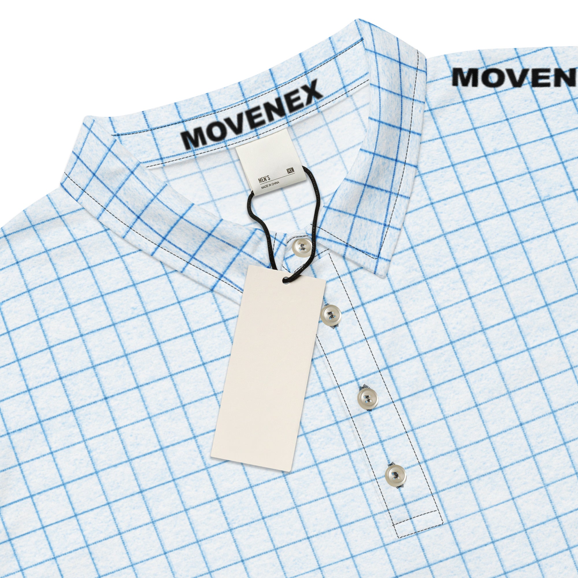 Polo Movenex cintré couleur blanc à carreaux bleus - Movenex