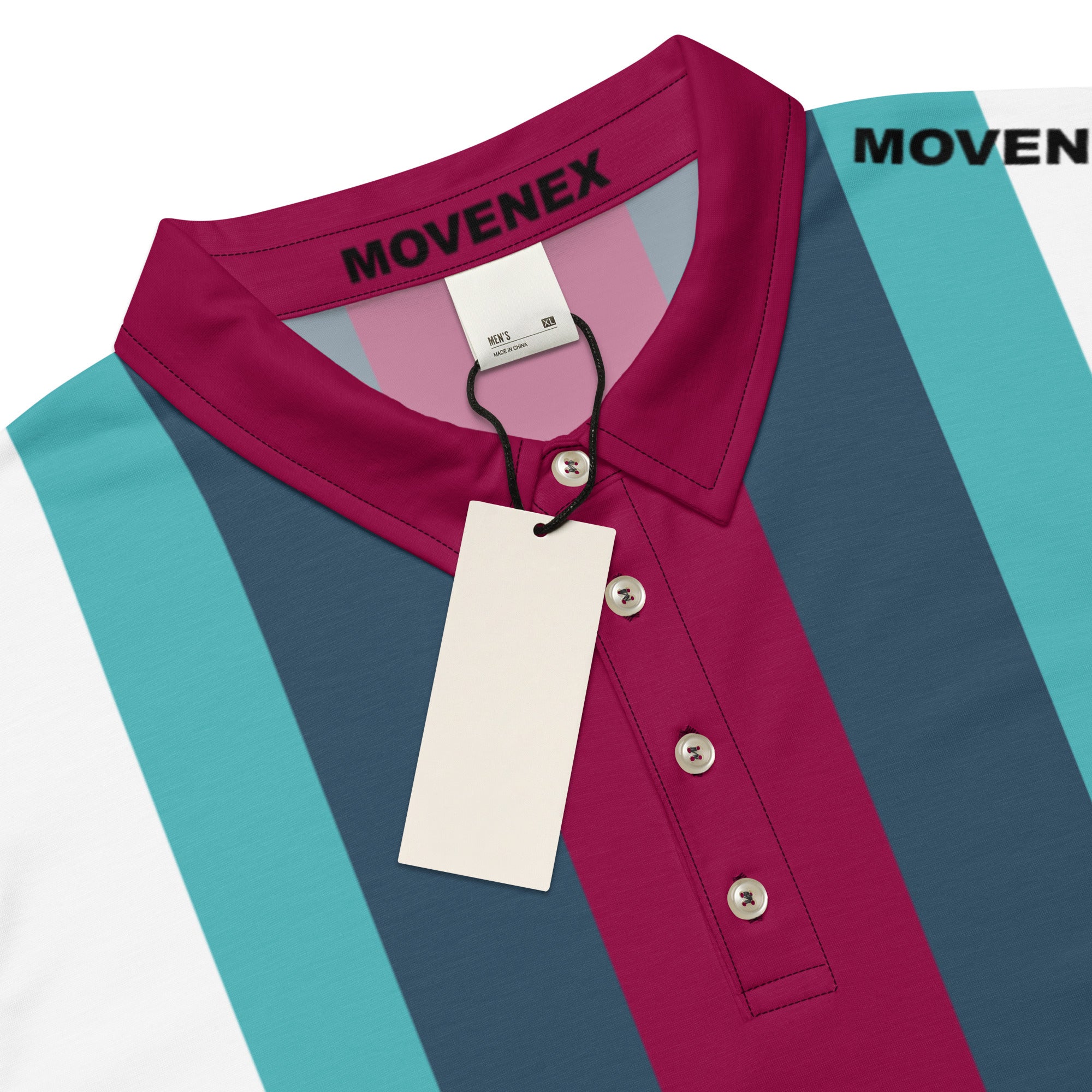 Polo Movenex cintré couleur rayées blanc, vert et bordeaux - Movenex