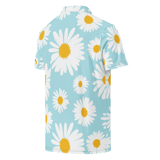 Polo Movenex cintré couleur bleue à fleurs - Movenex