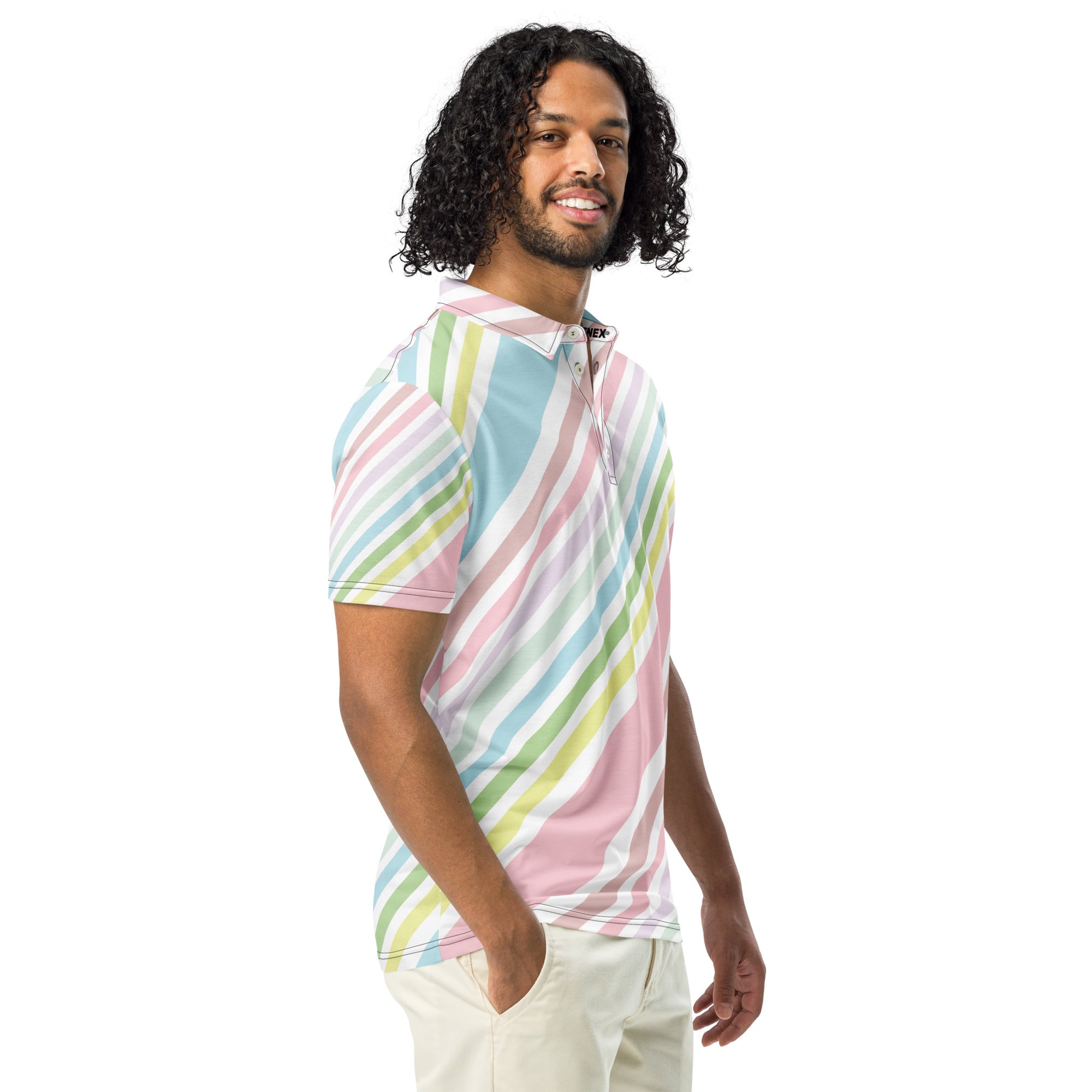 Polo Movenex cintré couleur rayées bleu, vert et blanc - Movenex