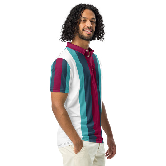 Polo Movenex cintré couleur rayées blanc, vert et bordeaux - Movenex